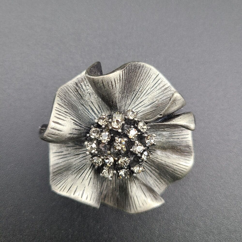Premier Designs “Camille” Flower Pendant Pin Brooch Rhinestones 1.75”D